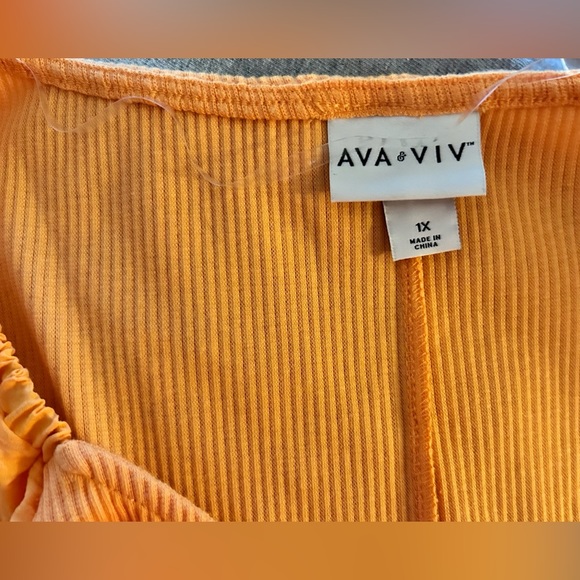 Ava & Viv Ribbed Knit Top with Ruffle Top - Picture 4 of 4